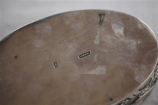 A late 19th/early 20th century Chinese silver oval butter dish and cover by Luen Wo, Shanghai, 5 oz.